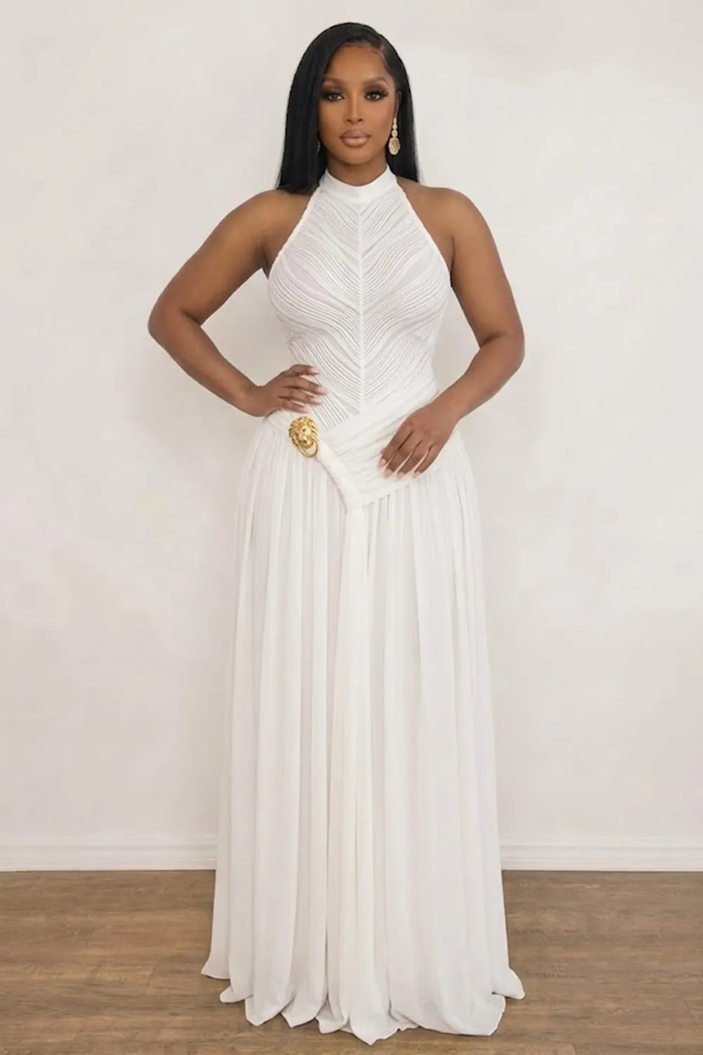 Round Neck Sleeveless Ruched Slim Fit Evening Gowns Maxi Dresses-Black