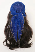 Sparkly Hot Drillings Contrast Binding Semi-Sheer Square Head Scarf