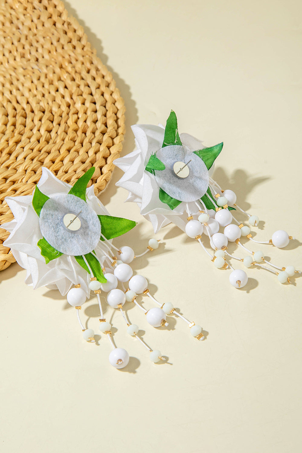 Bohemian Style 3D Floral Beaded Tassel Dangle Earrings