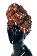 Geometric Print Braided Knot Design Head Wrap Turban Hat
