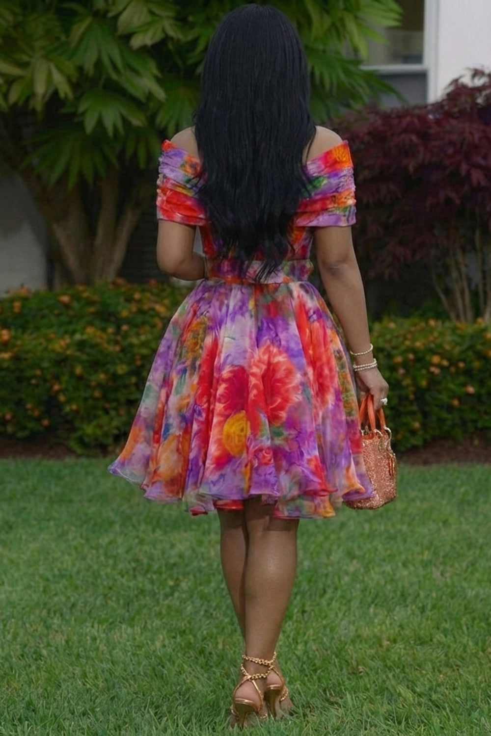 Off Shoulder Floral Print A-Line Vacation Mini Dresses