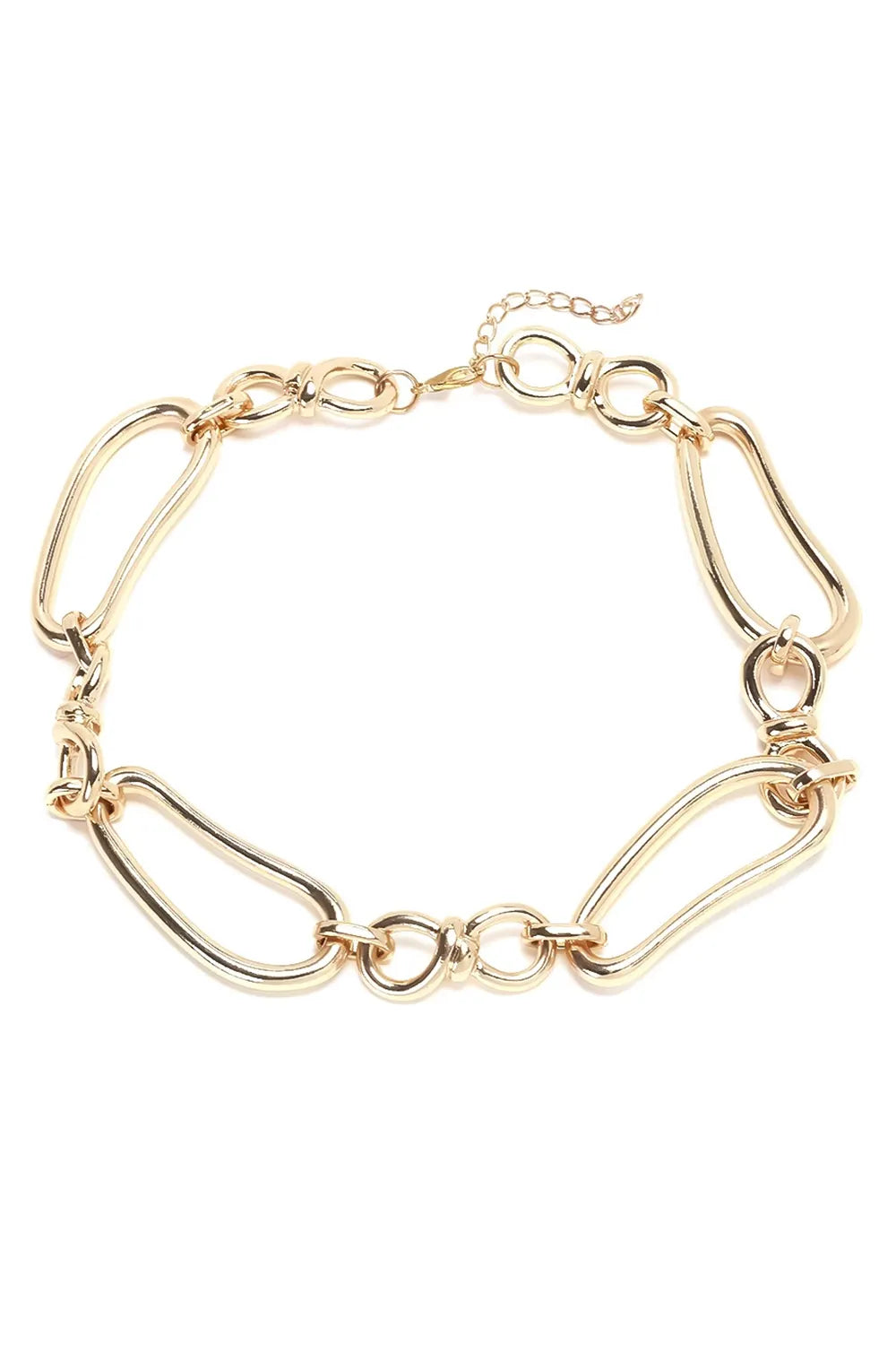 Irregular Oval Link Stacked Statement Choker Necklace