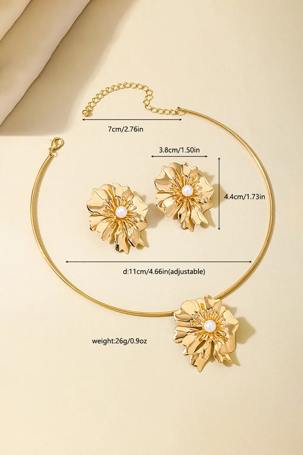 Alloy Flower Pendant Necklace Stud Earrings Set