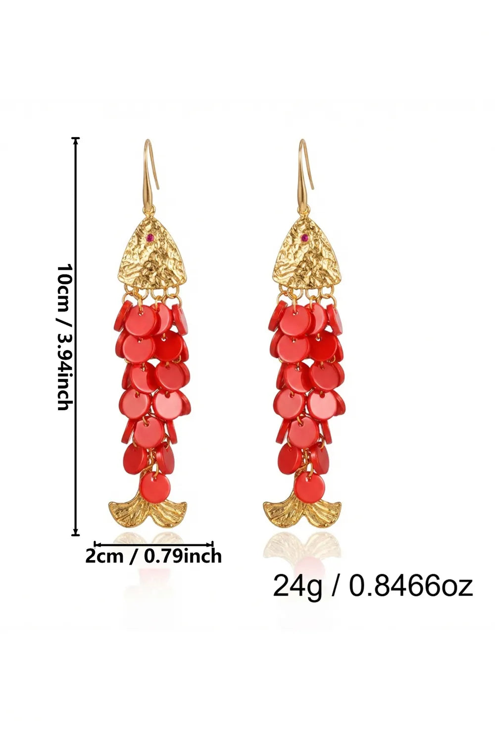 Boho Beach Layered Sequin Fish Tail Charm Long Dangle Earrings